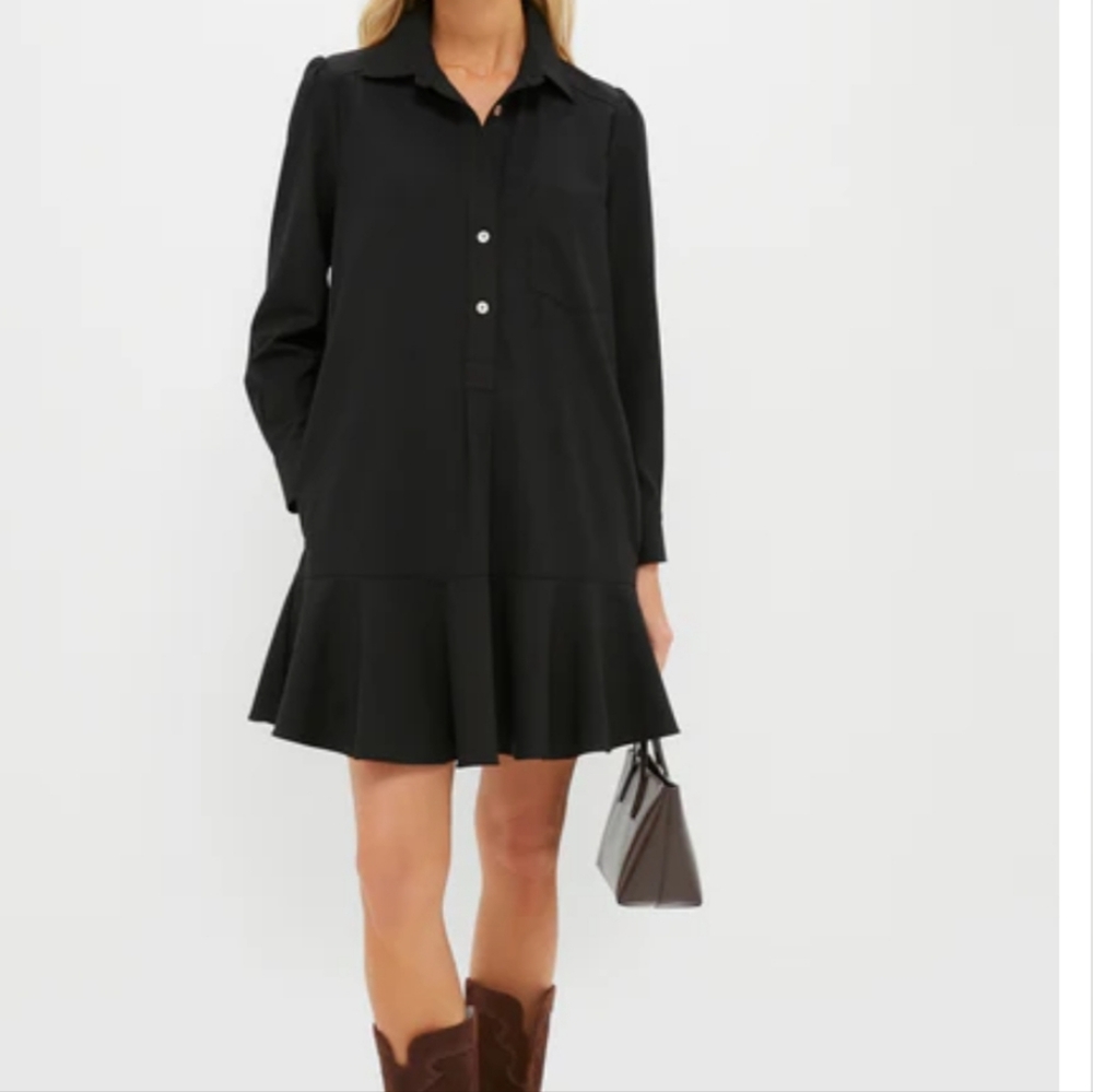 Tuckernuck Black Crepe Callahan Shirt Dress Minimalist XS Black